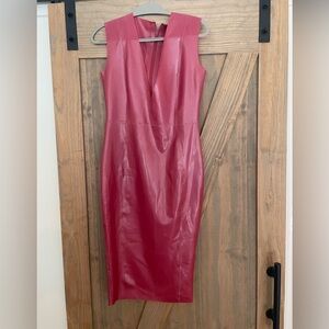House of CB latex hot pink midi dress